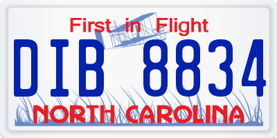 NC license plate DIB8834