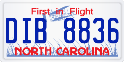 NC license plate DIB8836
