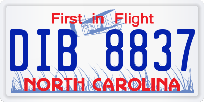 NC license plate DIB8837