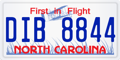 NC license plate DIB8844