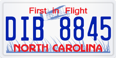 NC license plate DIB8845