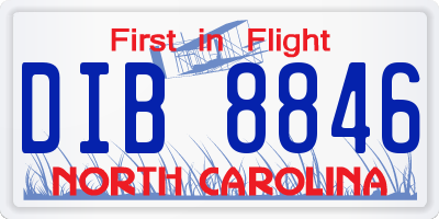 NC license plate DIB8846