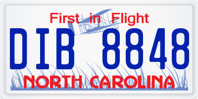 NC license plate DIB8848