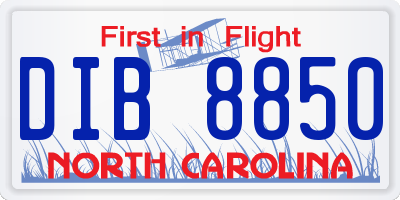 NC license plate DIB8850