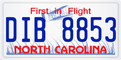 NC license plate DIB8853