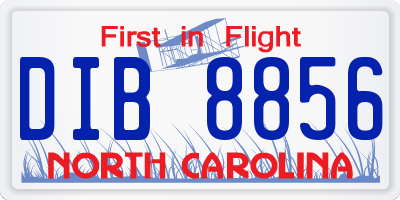NC license plate DIB8856