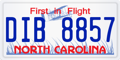 NC license plate DIB8857
