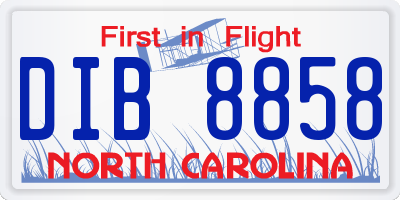NC license plate DIB8858