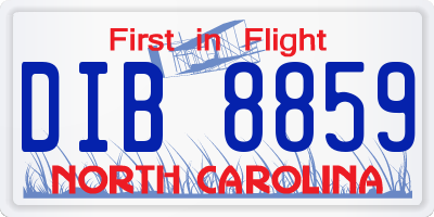 NC license plate DIB8859