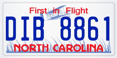 NC license plate DIB8861