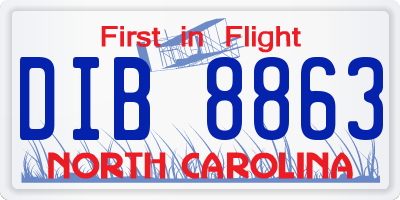 NC license plate DIB8863