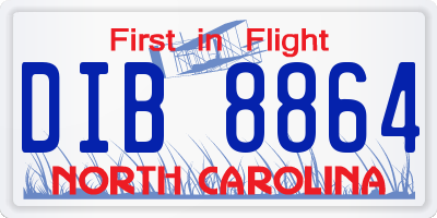 NC license plate DIB8864