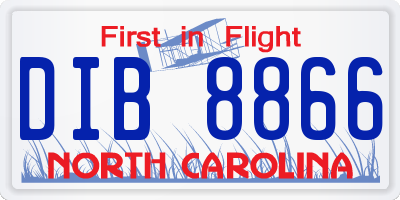 NC license plate DIB8866