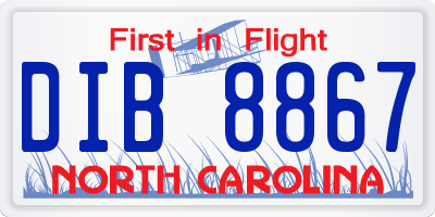 NC license plate DIB8867