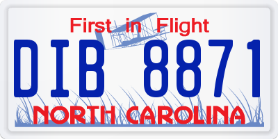 NC license plate DIB8871