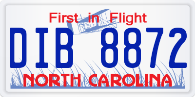 NC license plate DIB8872