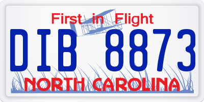 NC license plate DIB8873