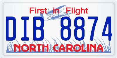 NC license plate DIB8874