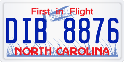 NC license plate DIB8876