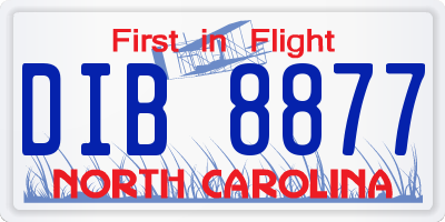 NC license plate DIB8877