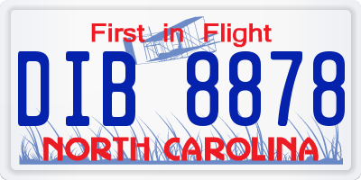 NC license plate DIB8878