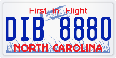 NC license plate DIB8880