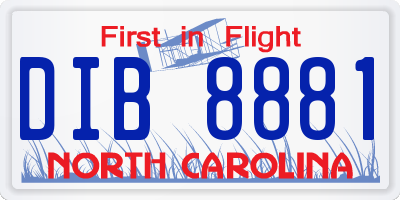 NC license plate DIB8881