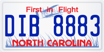 NC license plate DIB8883