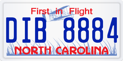 NC license plate DIB8884