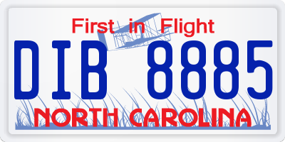 NC license plate DIB8885