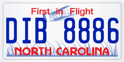 NC license plate DIB8886