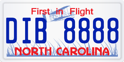 NC license plate DIB8888