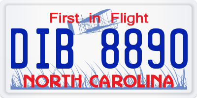 NC license plate DIB8890