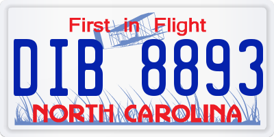 NC license plate DIB8893