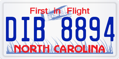 NC license plate DIB8894