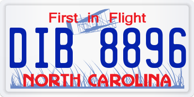 NC license plate DIB8896