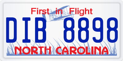 NC license plate DIB8898