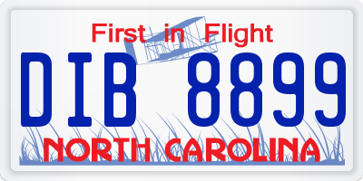 NC license plate DIB8899