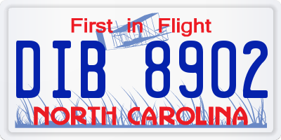 NC license plate DIB8902