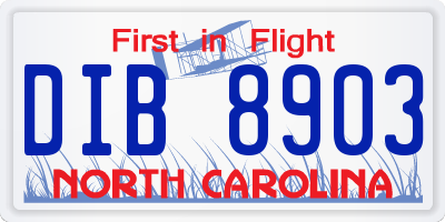 NC license plate DIB8903