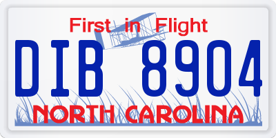 NC license plate DIB8904