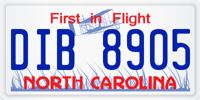 NC license plate DIB8905