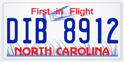 NC license plate DIB8912