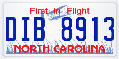 NC license plate DIB8913