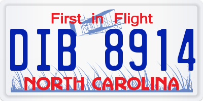 NC license plate DIB8914