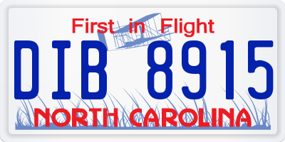 NC license plate DIB8915