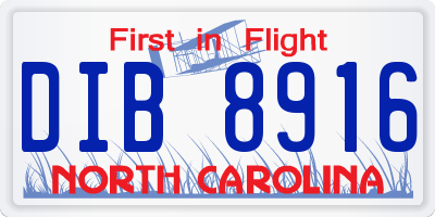 NC license plate DIB8916