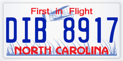 NC license plate DIB8917