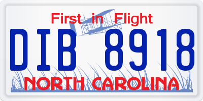 NC license plate DIB8918