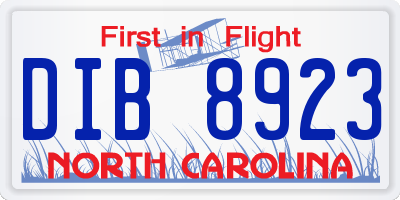 NC license plate DIB8923